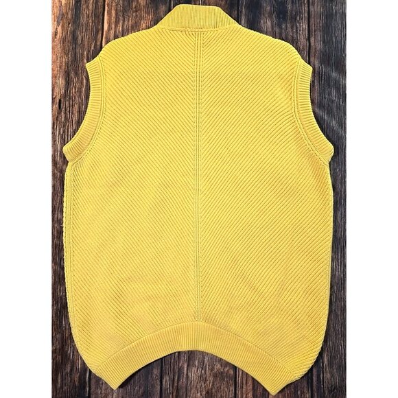 Paul Stuart 100% Merino Wool Yellow Sweater Vest Full Zip Made in Italy Men's L - Picture 6 of 9